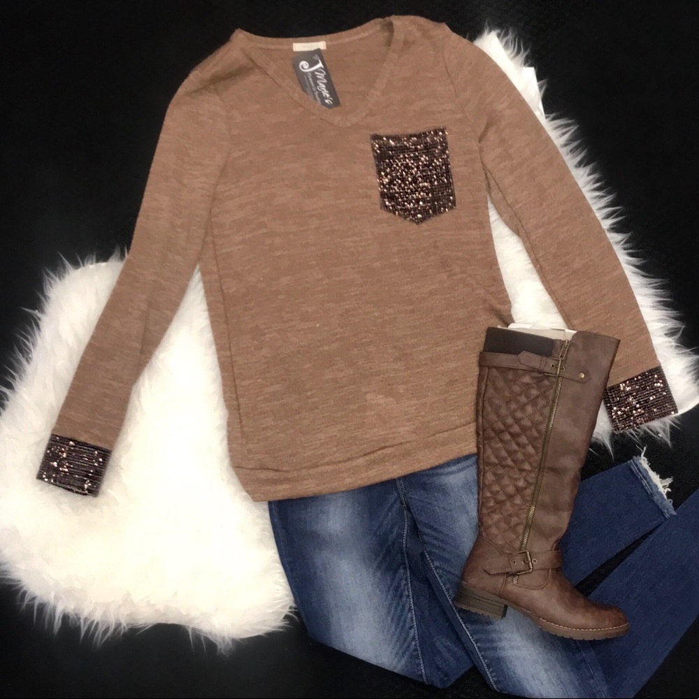 Brown & Bronze Sequin Top